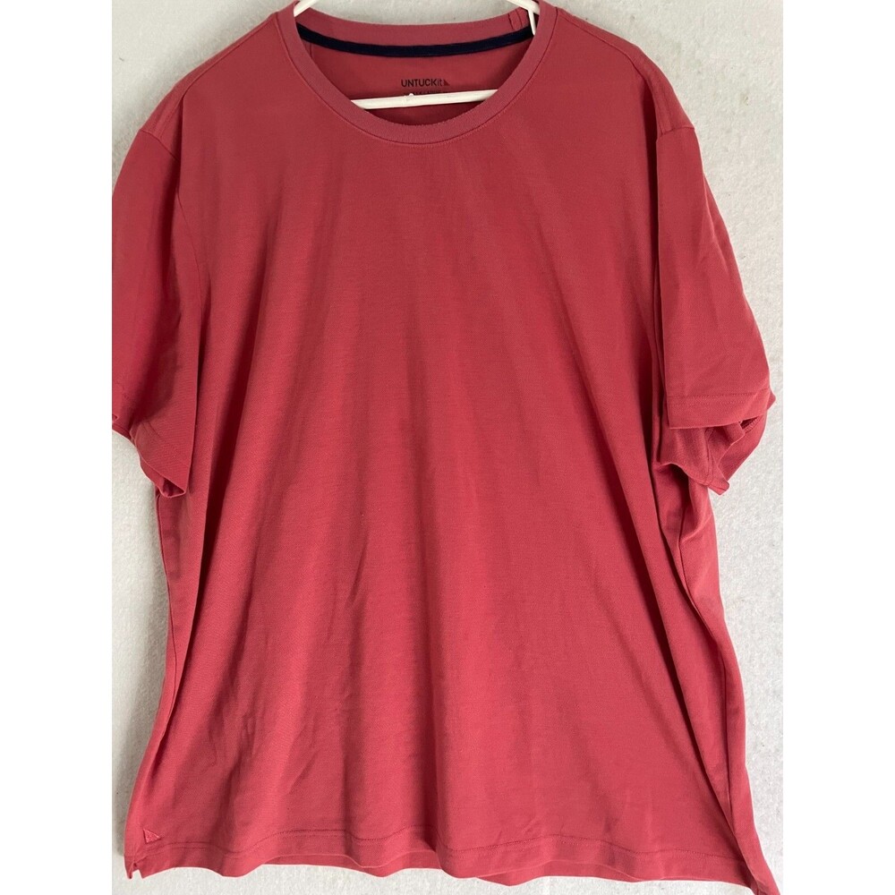 UNTUCKit Mens T-Shirt XXXL 3XL Crew Neck Pink Coral Short Sleeve Performance